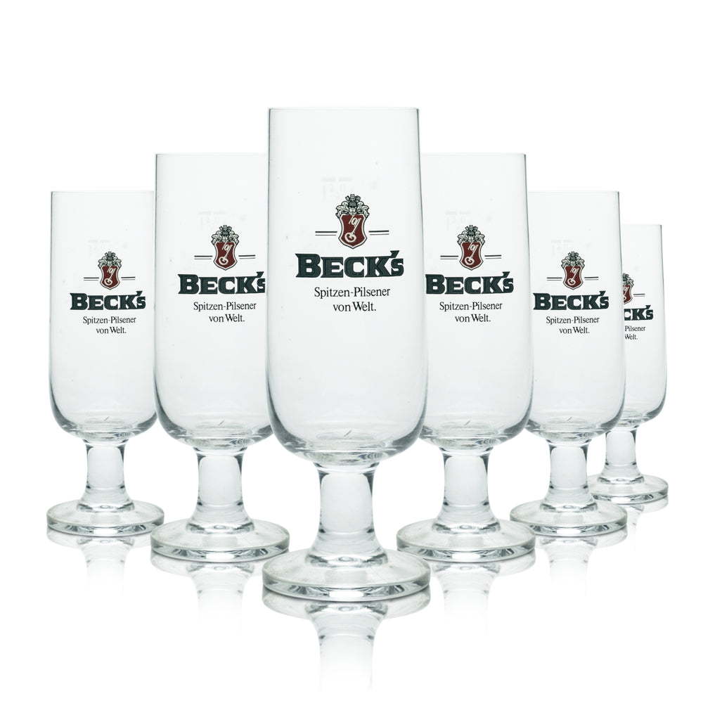 6 verres Becks 0,4 l, forme tulipe, pour bière Pilsener, brasserie, calibrés, couleur or