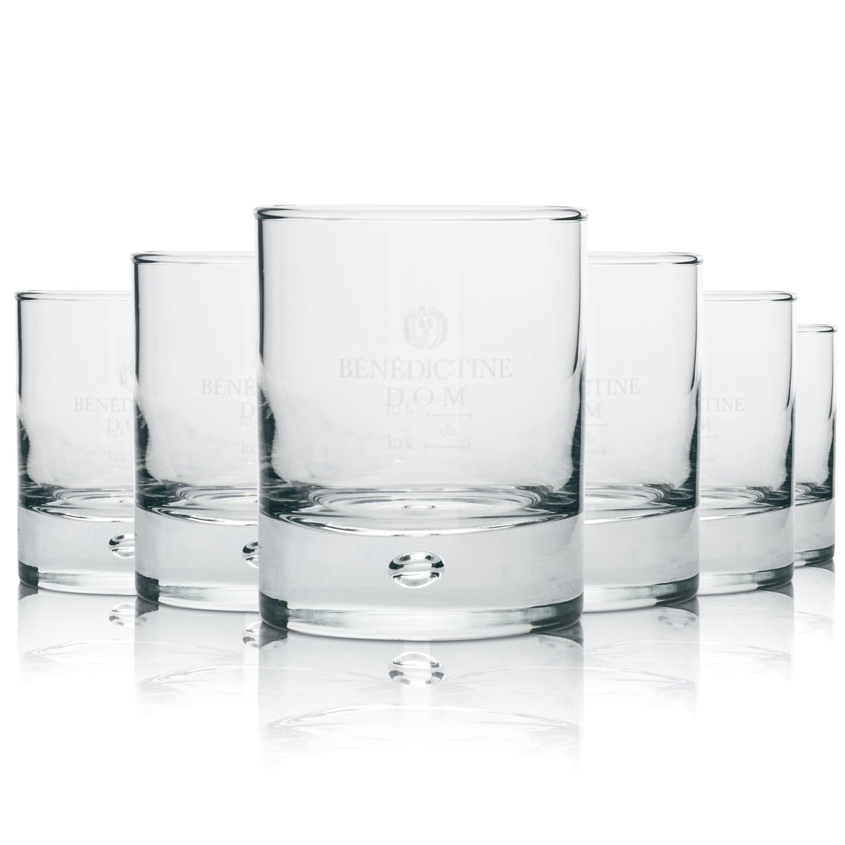 6 verres à whisky Benedictine avec bulle dans le fond