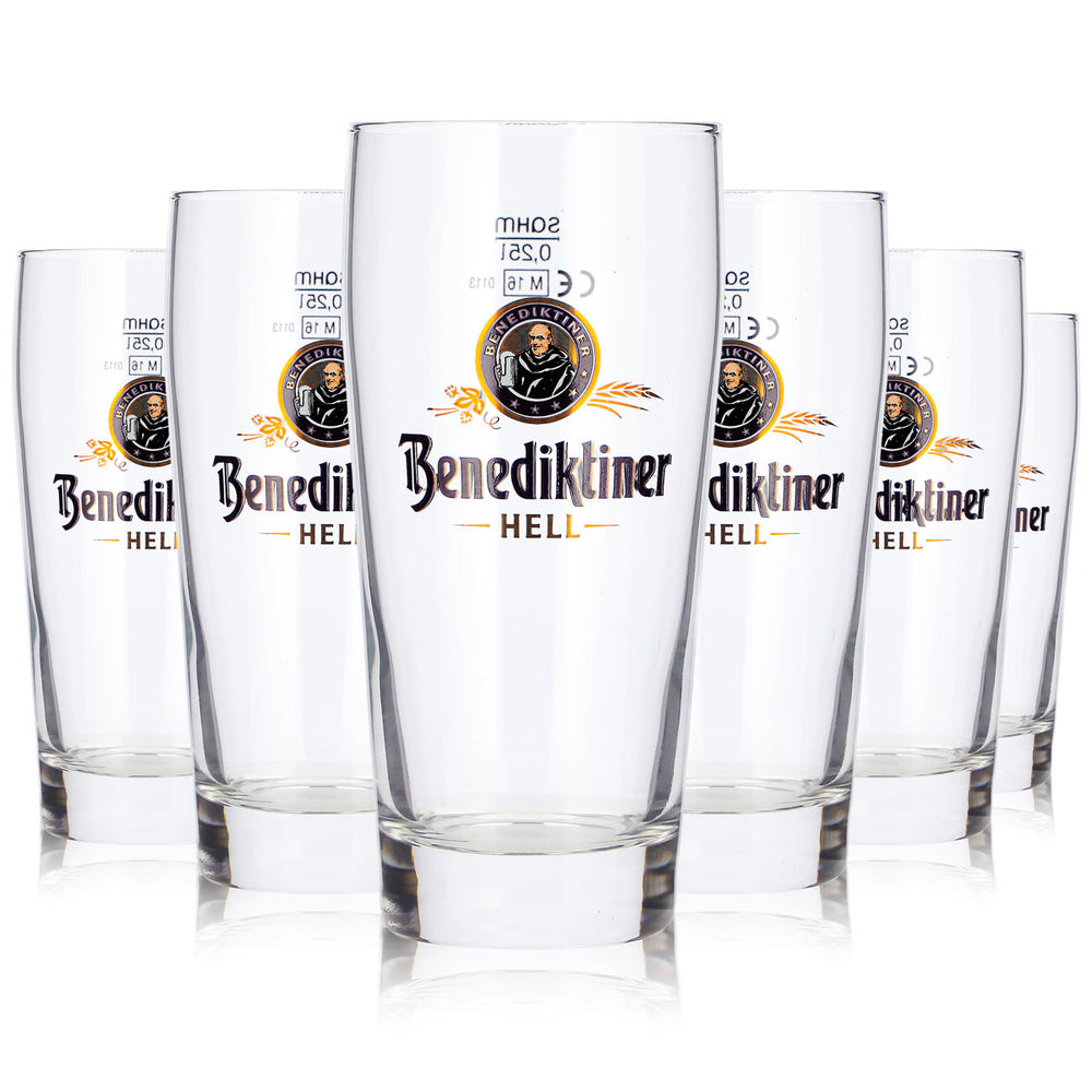 Lot de 6 verres à bière « Benediktiner » de 0,25 l, verres « Sahm Willi » (lot de 6)