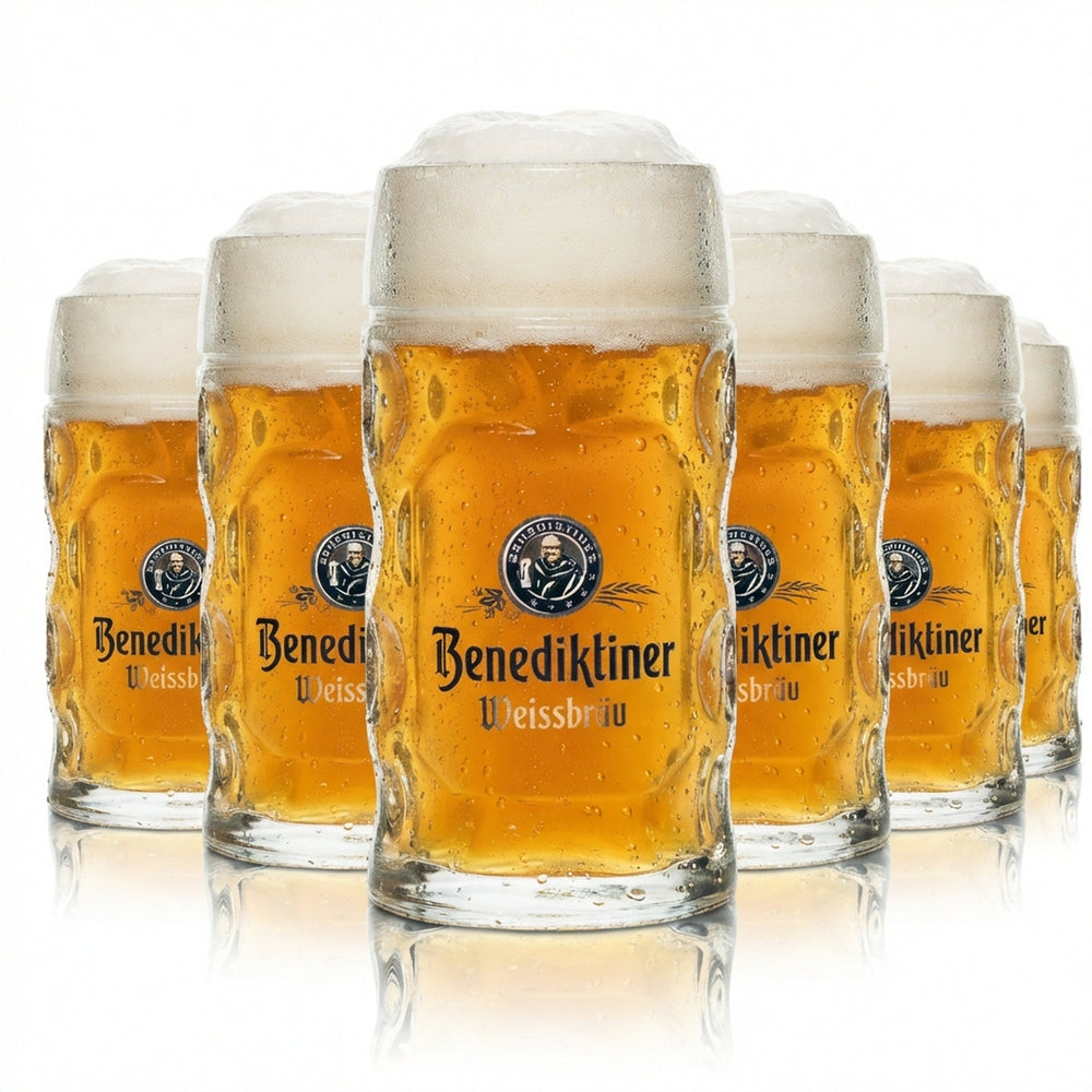 6 verres à bière Benediktiner Weissbräu 0,3 l, chope Isar Seidel avec anse