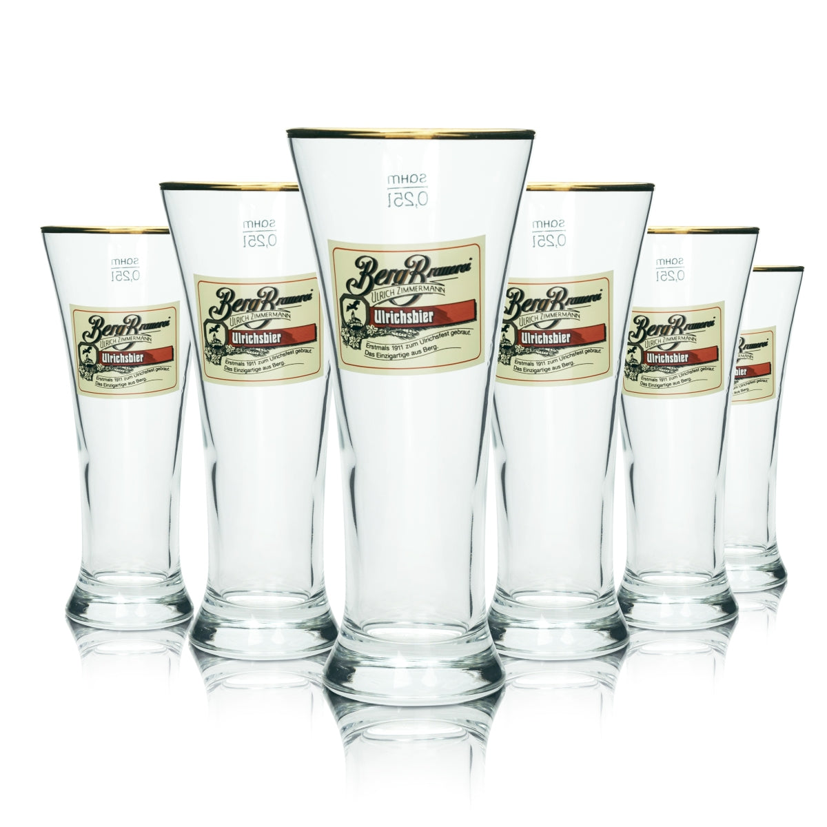 6 verres à bière Berg Brauerei 0,25 l Ulrichsbier Tuborg Sahm Pokal Tulipe Pils