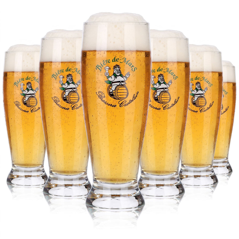 6 verres « Bieres de Mars » de 0,25 l, modèle coupe, Brasserie Castelain