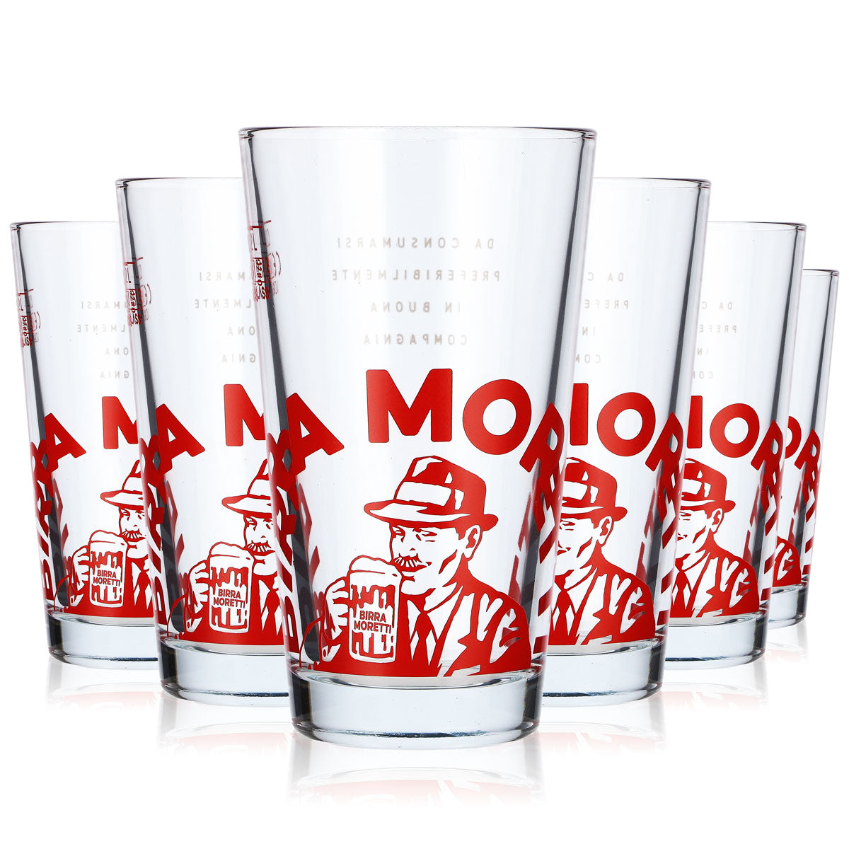 6 verres à bière Birra Moretti de 0,2 l, avec logo rouge, verres à bière Willibecher (lot de 6)