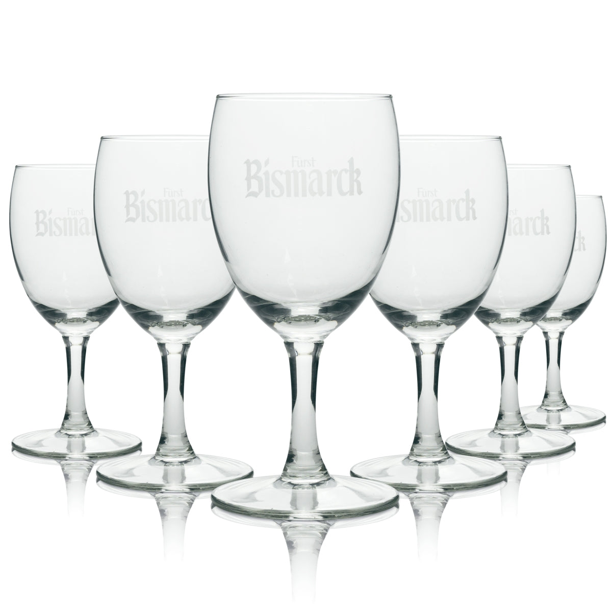 6 verres à eau Bismarck, calice, écriture blanche, rastal, 19 cl