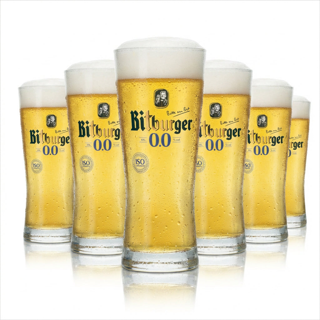 6 verres à bière Bitburger 0,3 l, forme tulipe, sans alcool, pour la restauration