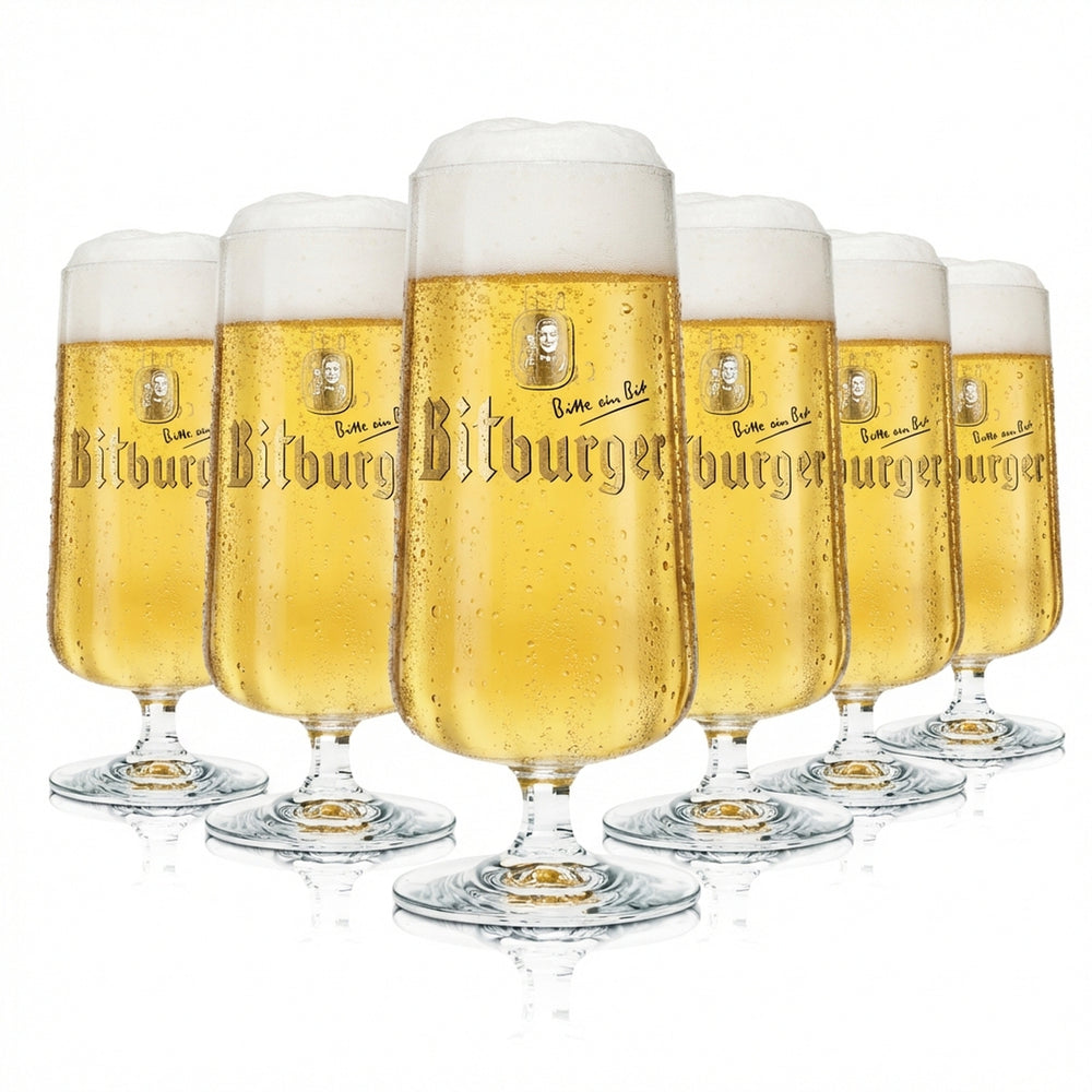 6 verres à bière Bitburger de 0,3 l, modèle Rastal