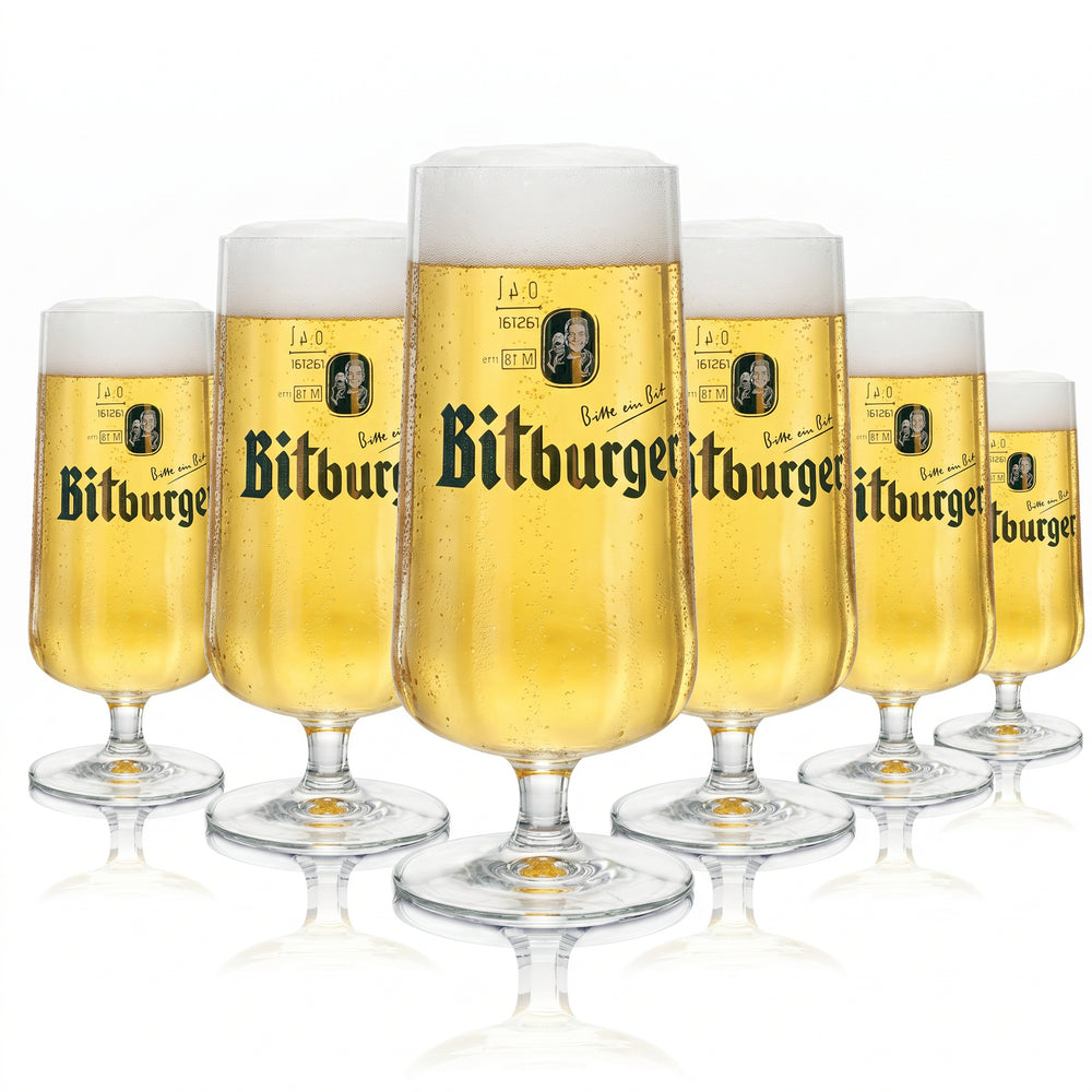 6 verres à bière Bitburger de 0,4 l, modèle « Exclusiv Pokal » en forme de tulipe
