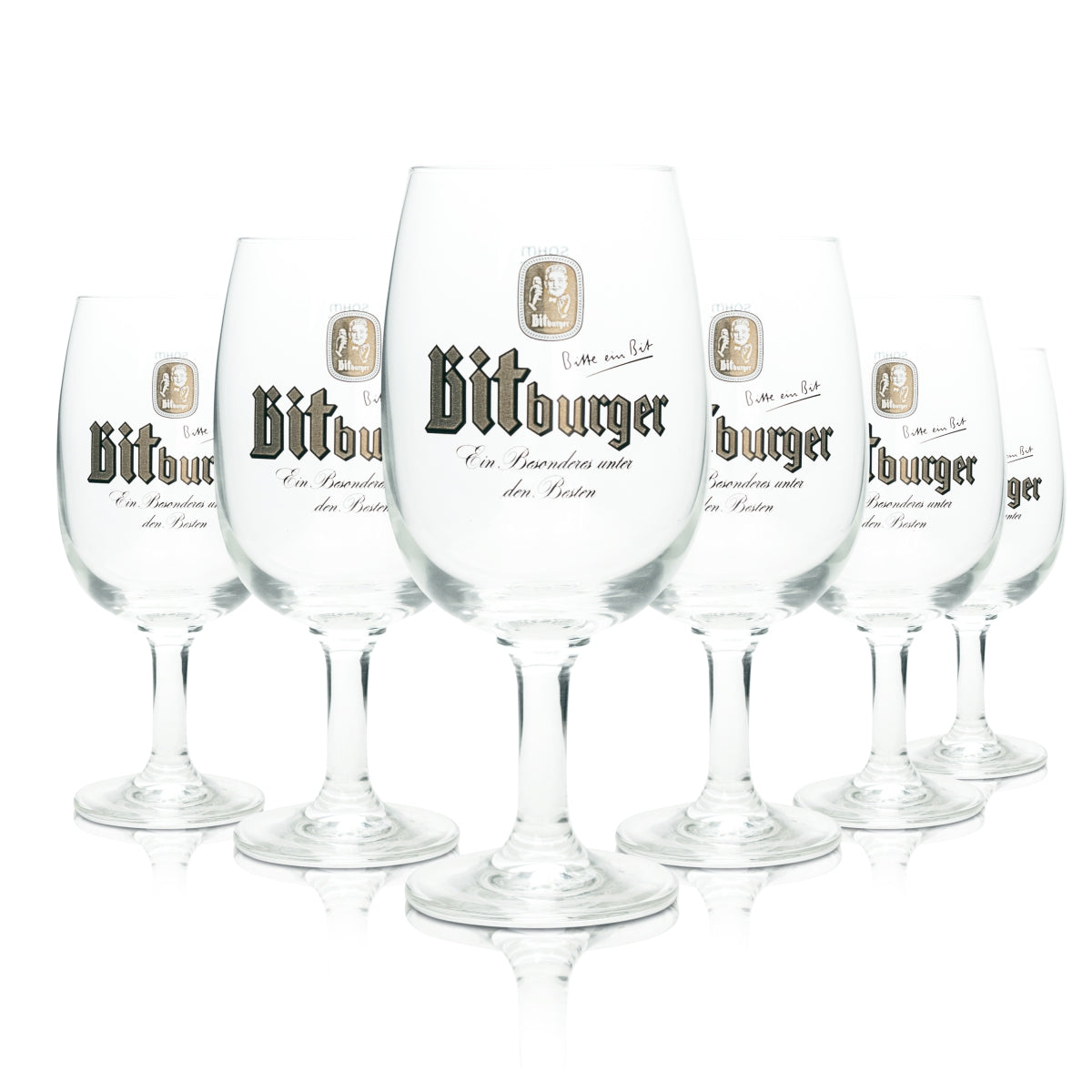 6 verres à bière Bitburger 0,4 l Gaston Pokal Sahm Tulipe Pils Export Brasserie