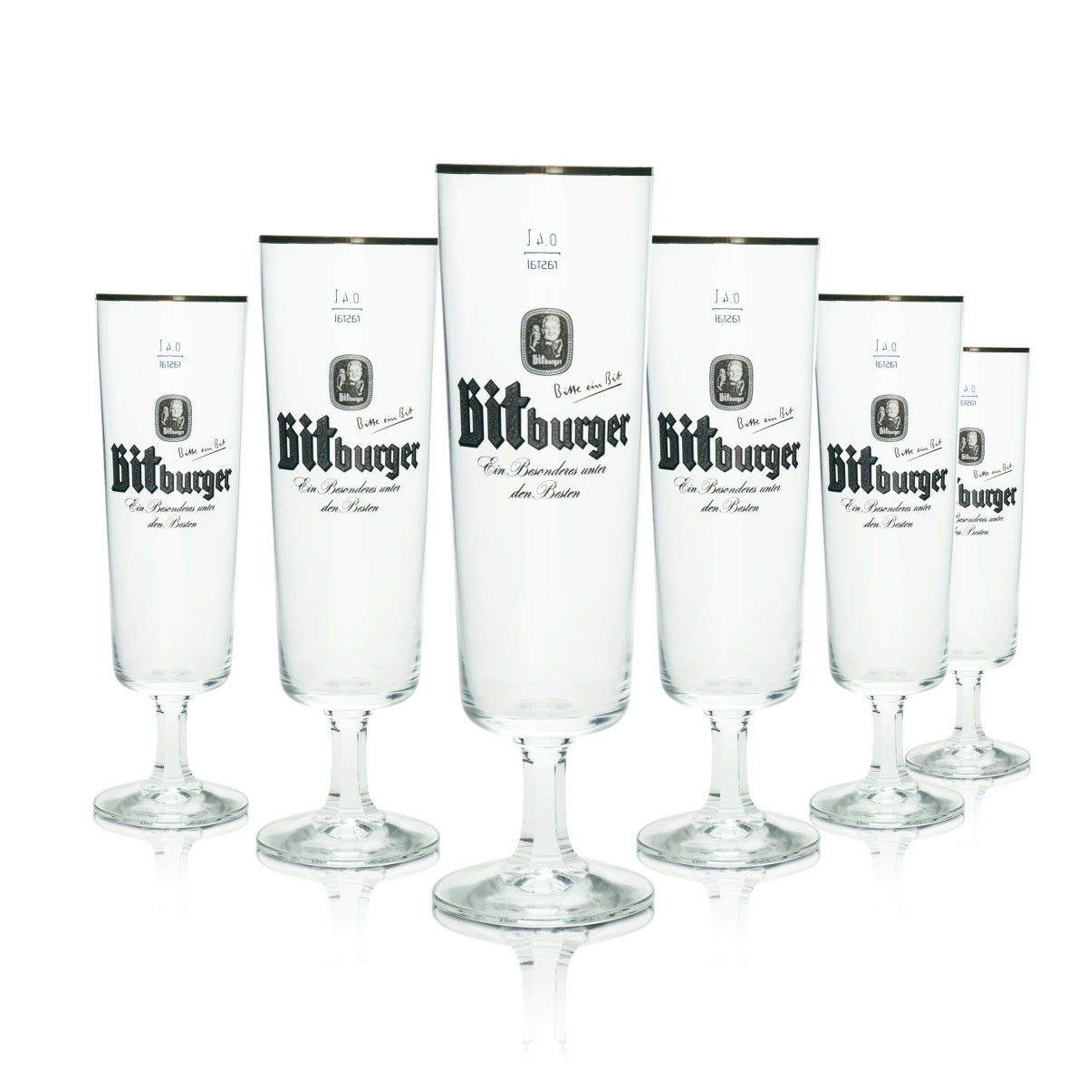 6 verres à bière Bitburger 0,4 l, forme tulipe, style rétro, avec pied