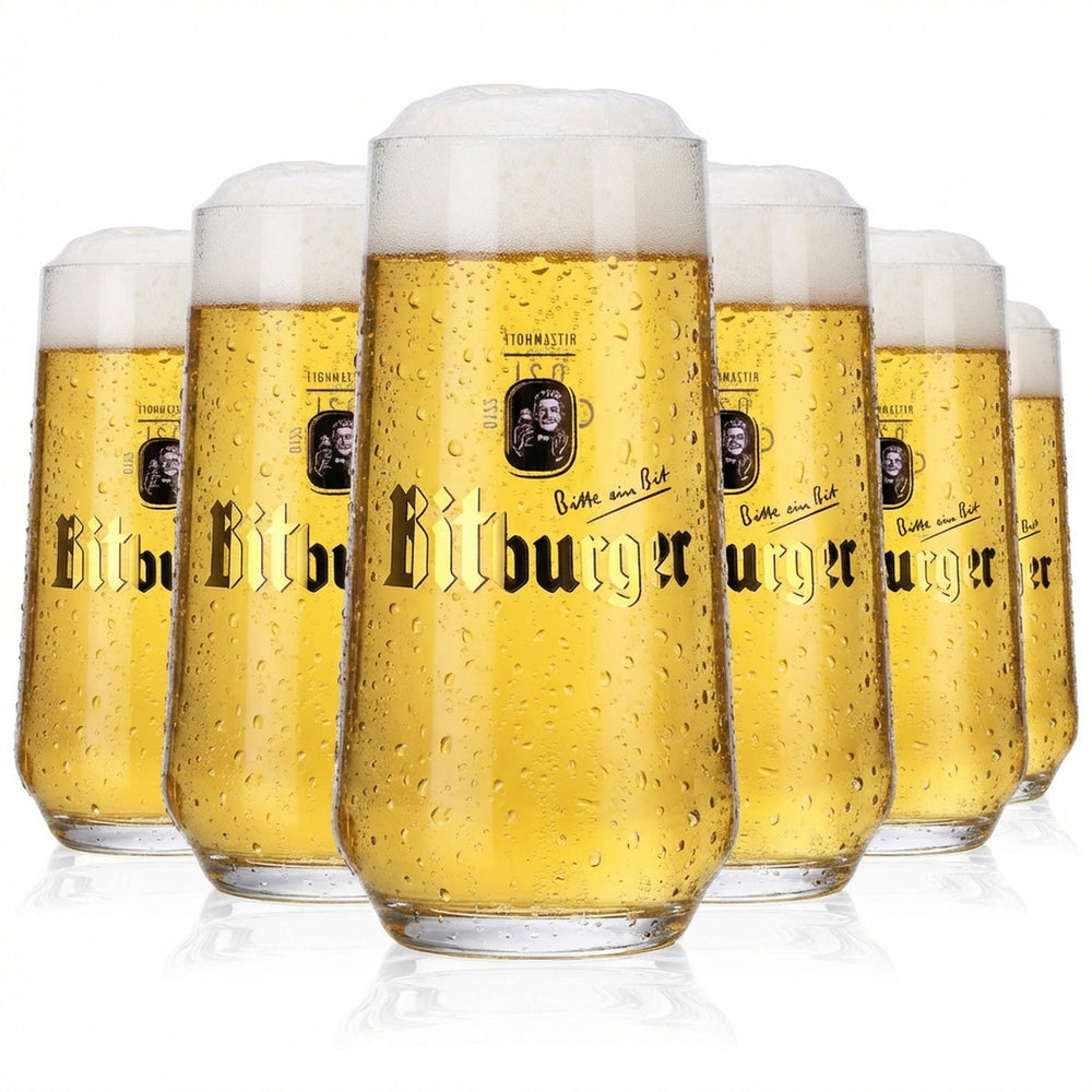 6 verres à bière Bitburger 0,2 l, forme ventrale, Ritzenhoff