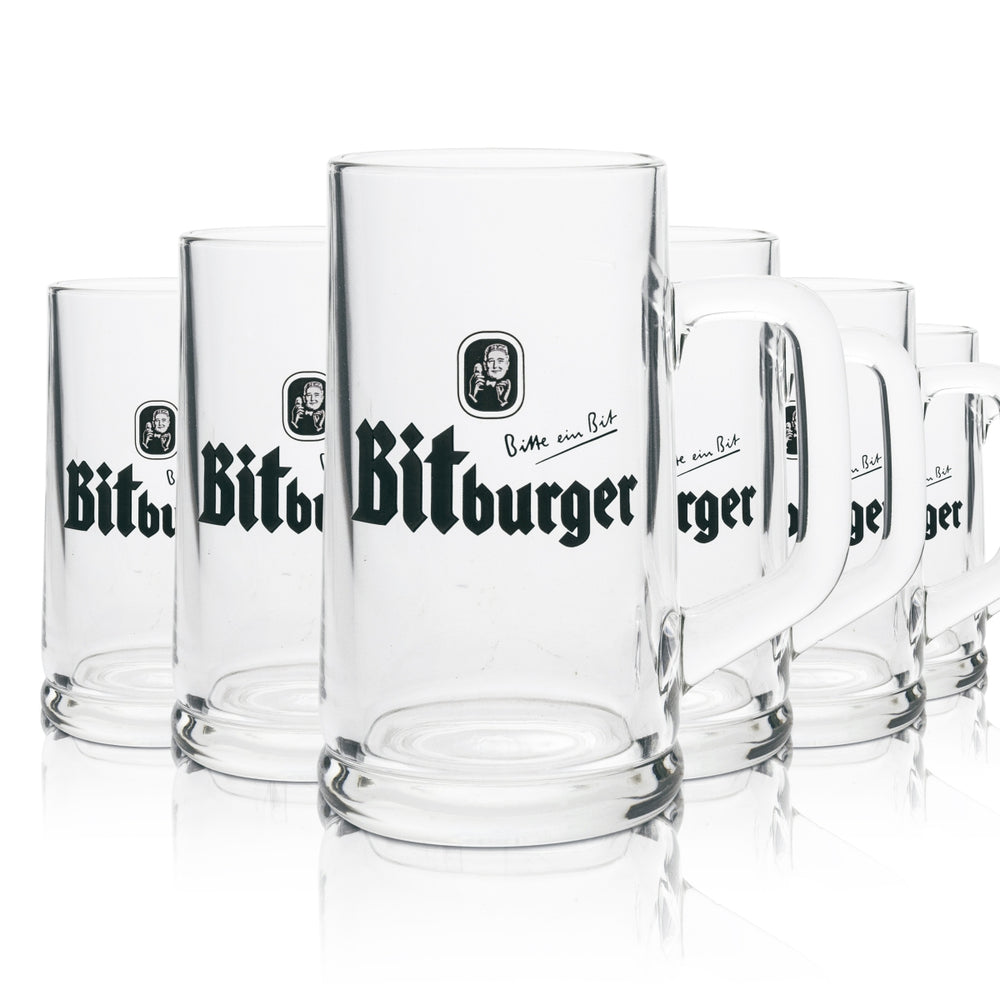 6 chopes en verre Bitburger 0,4 l Rastal