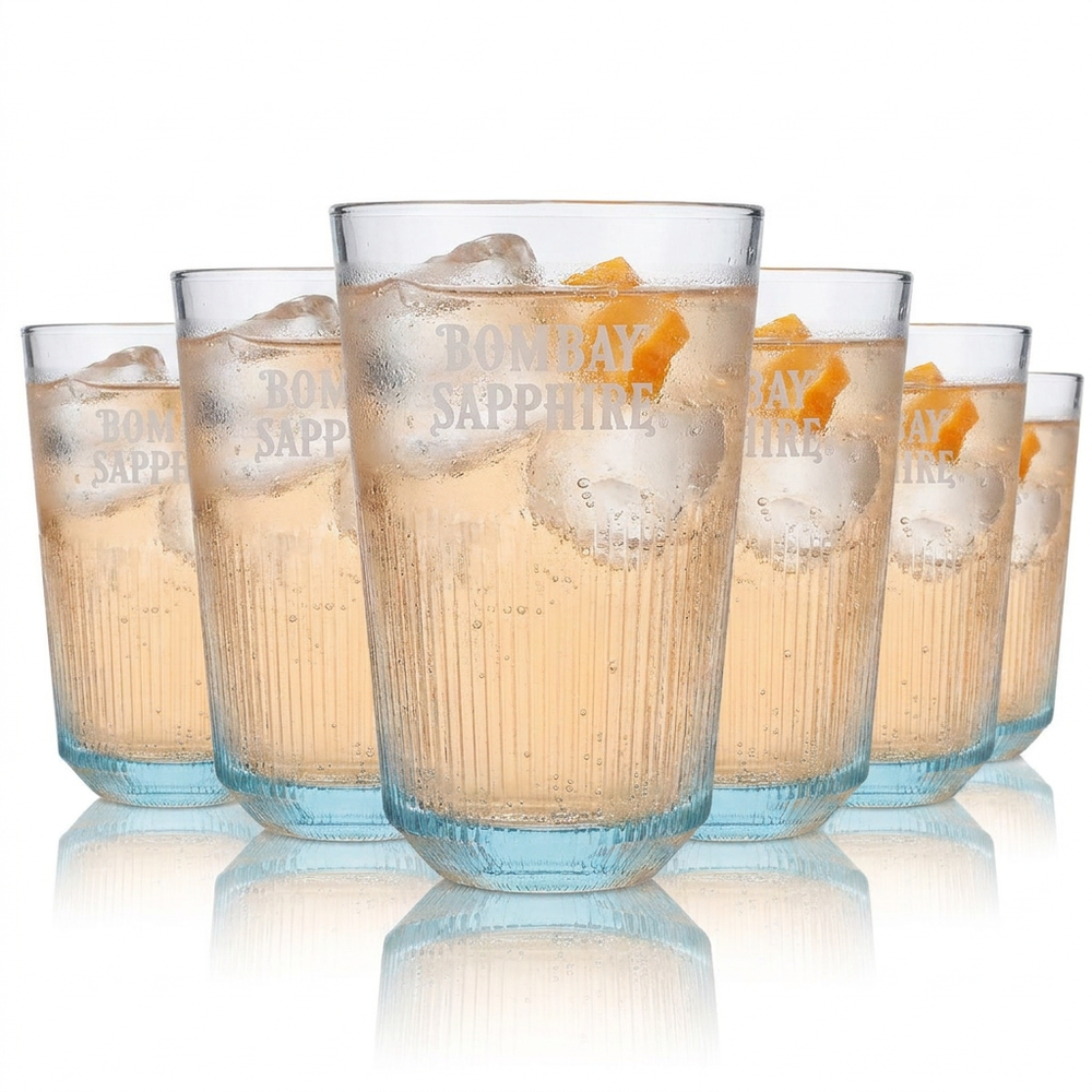 6 verres à gin Bombay Sapphire 0,35 l, verres à cocktail profilés, verres à gin tonic, cocktails