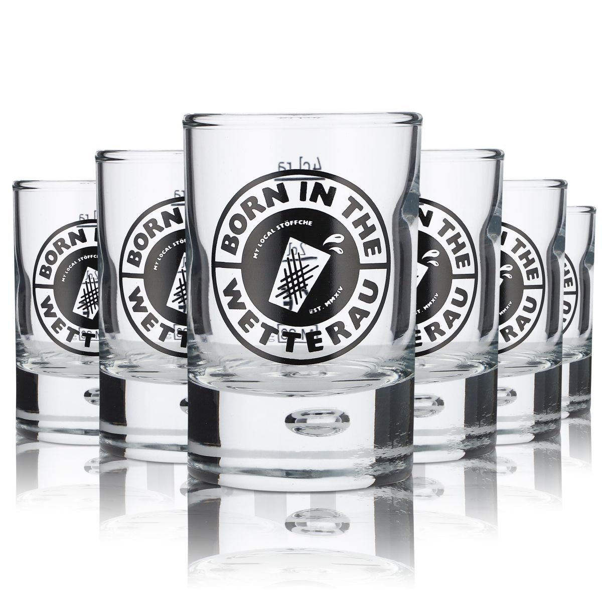 6x Born in the Wetterau Verre à schnaps 4 cl Verres à schnaps courts Set Gastro