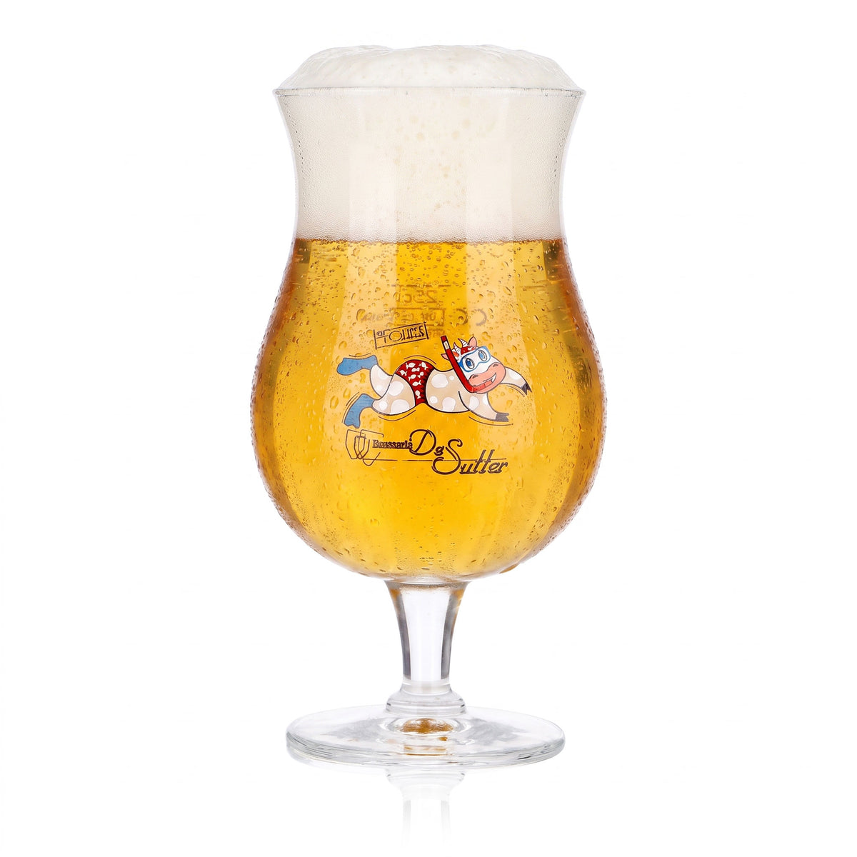 Lot de 6 verres à bière « Brasserie De Sutter » de 0,25 l, verres à bière artisanale avec motif de vache flottante (lot de 6) – Vue 2