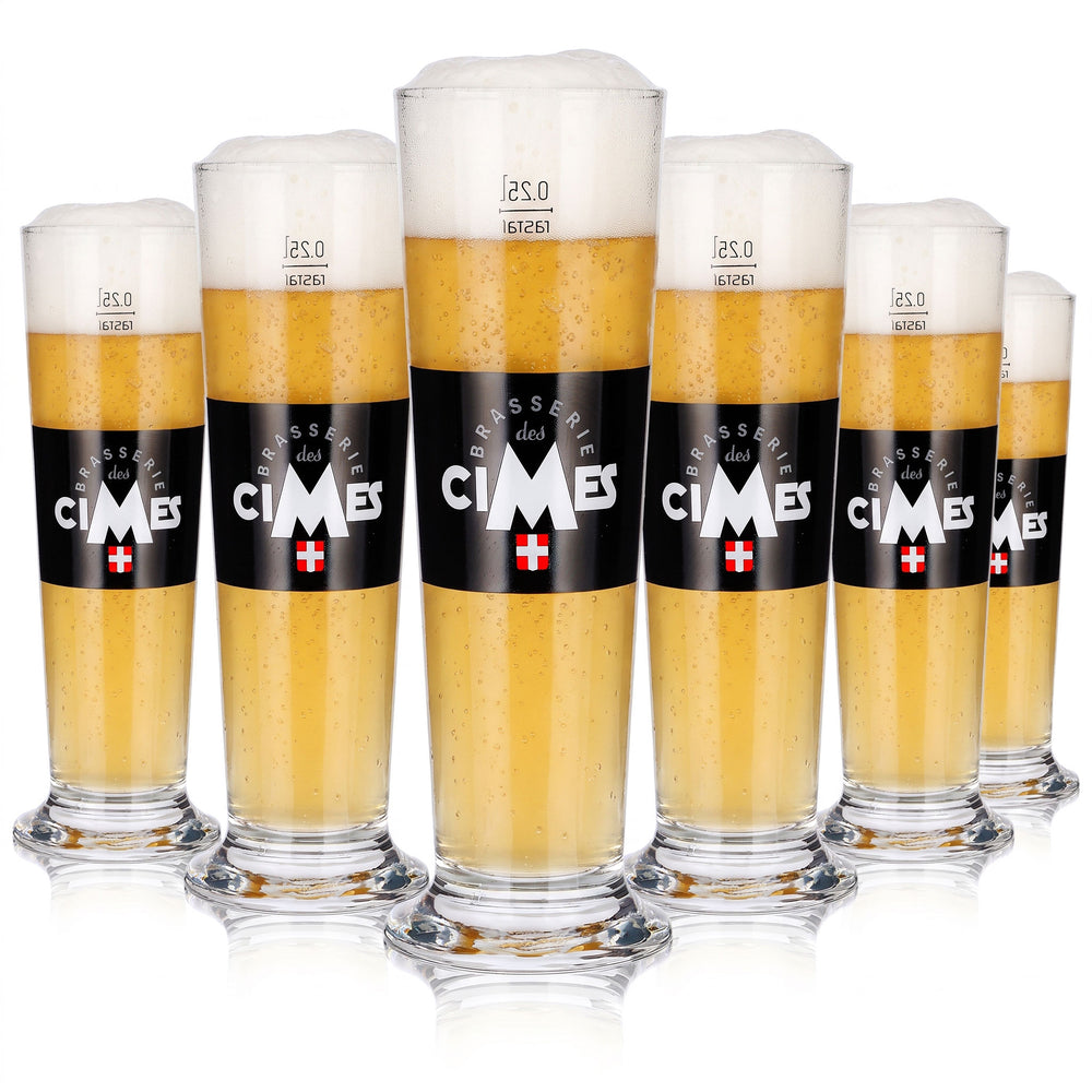 6 verres à bière « Brasserie des Cimes » 0,25 l, modèle « Pokal Rastal Exclusiv Stange » (lot de 6)