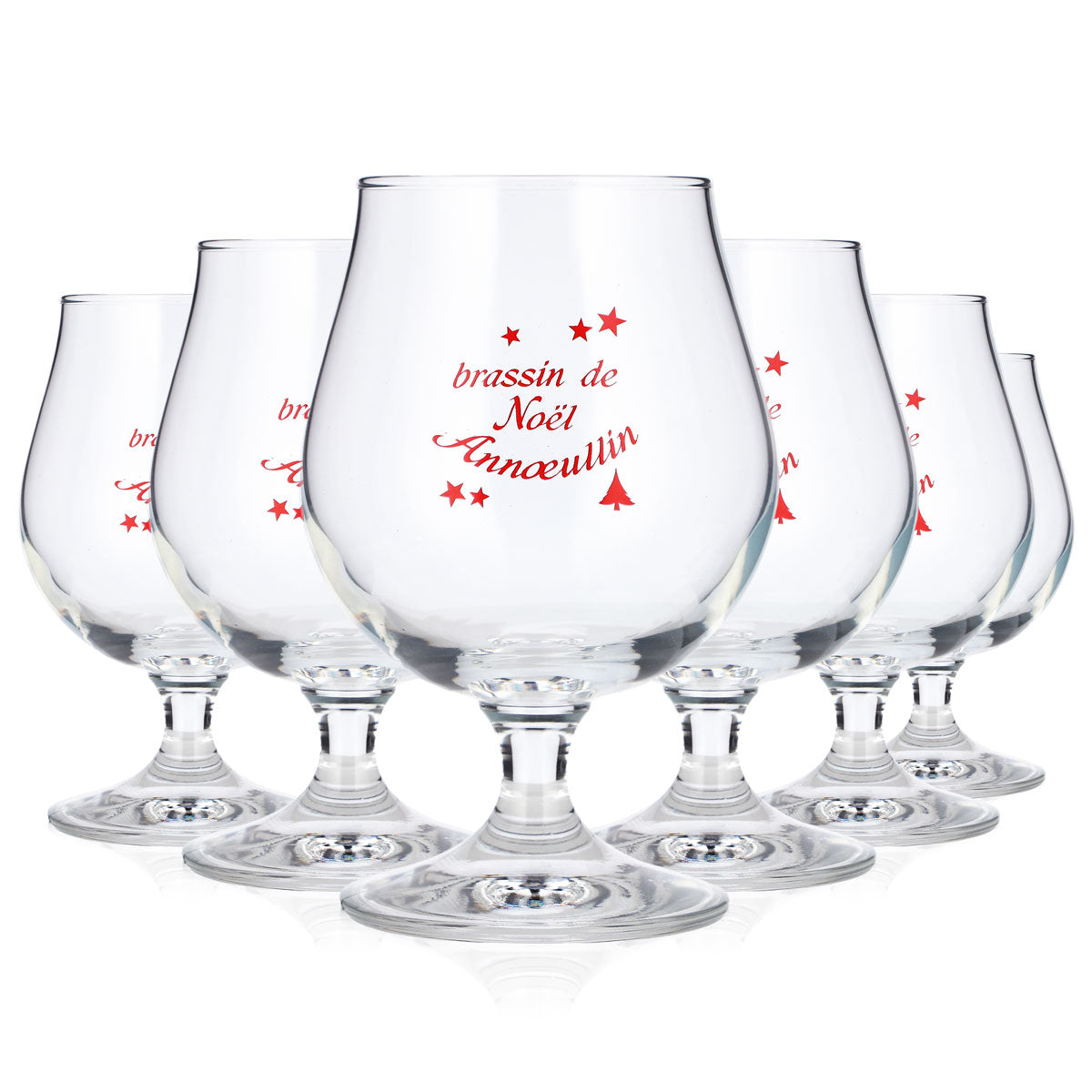 6 verres à bière « Brassin de Noël Annoeullin » de 0,35 l, en forme de coupe