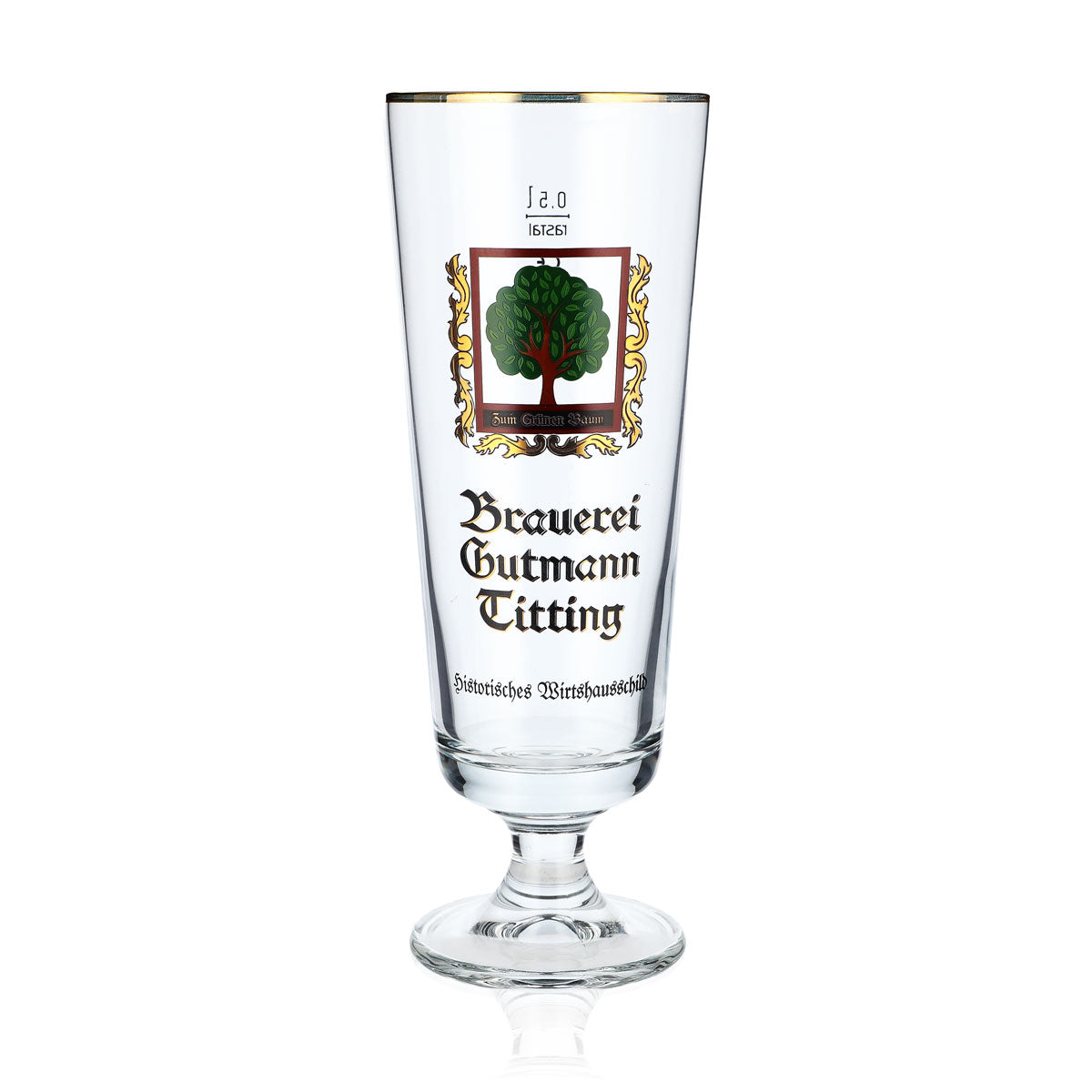 6 verres à bière Gutmann Titting 0,5 l, forme « coupe », motif arbre et brasseur – Vue 2