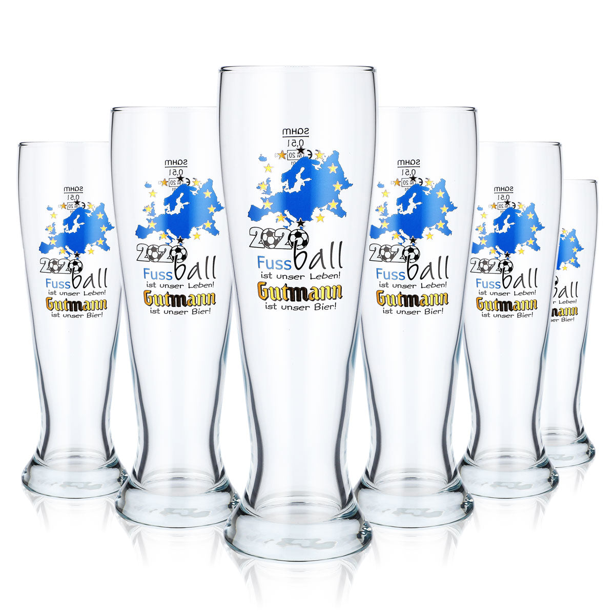 6 verres à bière Gutmann Titting 0,5 l Verre à bière blanche Football 2020