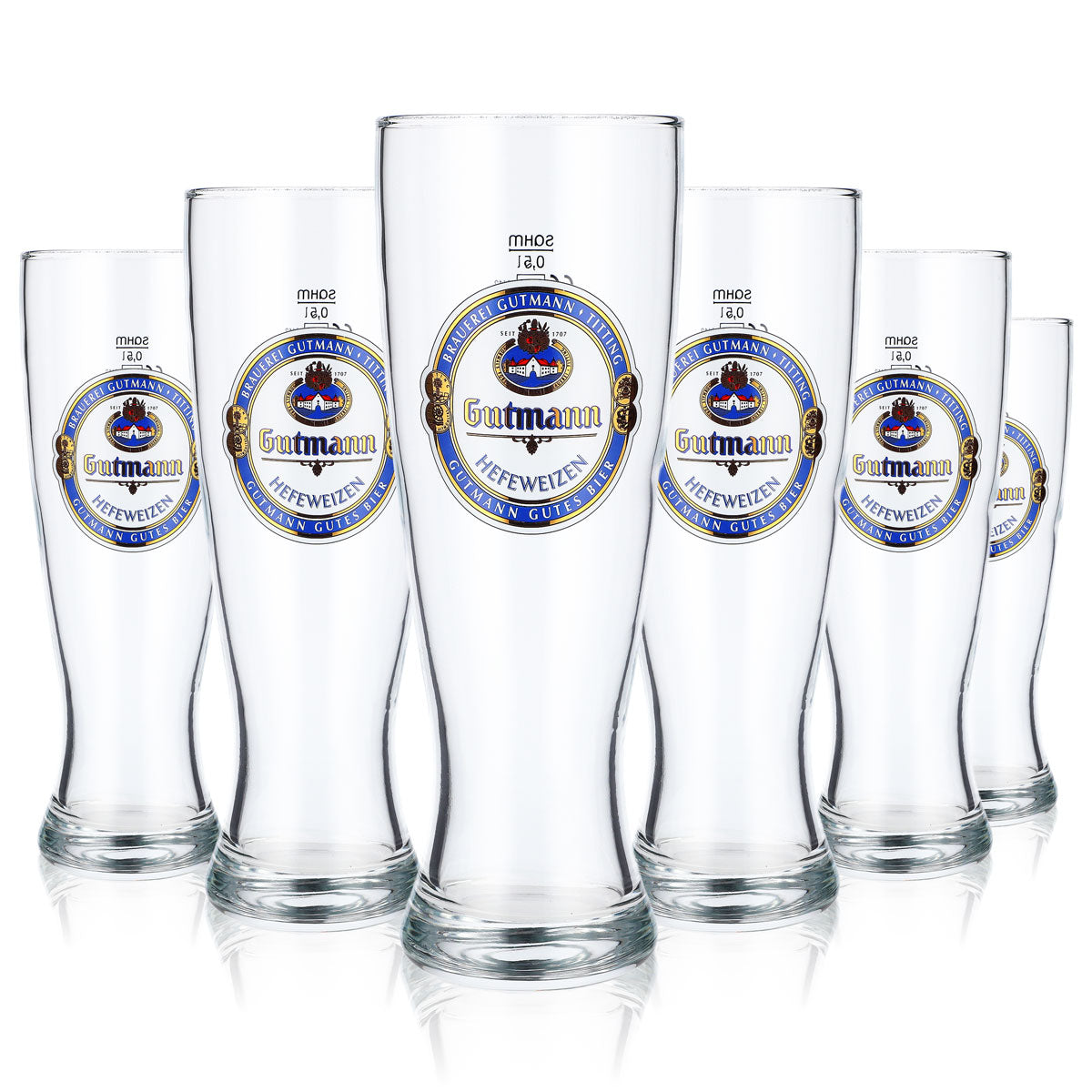 6 verres à bière Gutmann Titting 0,5 l Verre à bière blanche Logo bleu Obersee