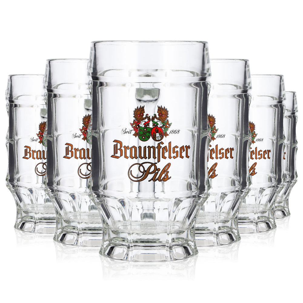 6 verres à bière Braunfelser de 0,3 l, modèle « Krug Sahm », Strasbourg