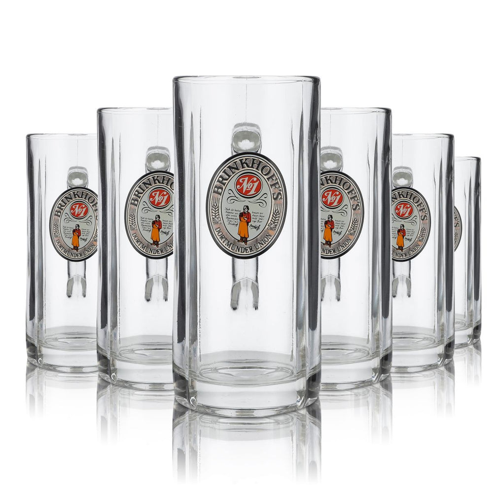 Lot de 6 verres à bière Brinkhoffs 0,5 l, verres à bière Rielief Fidenza Humpen Seidel