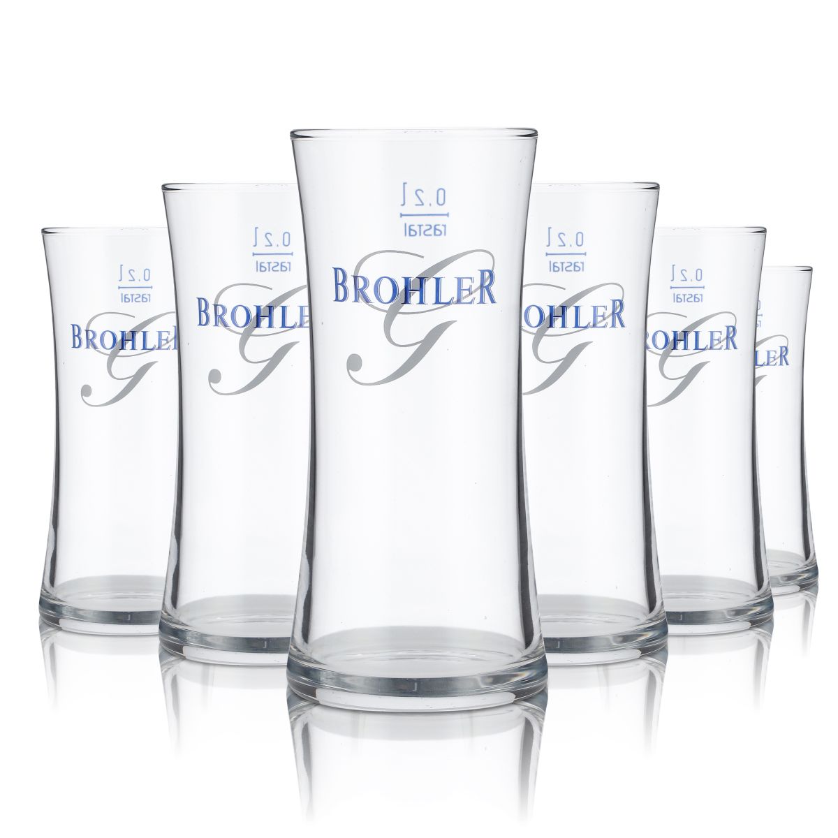 6x Brohler Glas 0,2 l Verres à eau minérale Set de verres Verres à jus Verres à soda