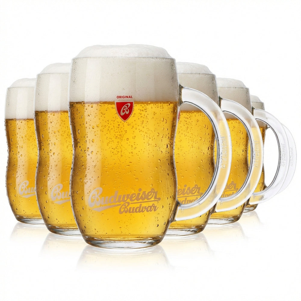 6 verres à bière Budweiser 0,5 l, chope, verre à bière, verre à bière à contour