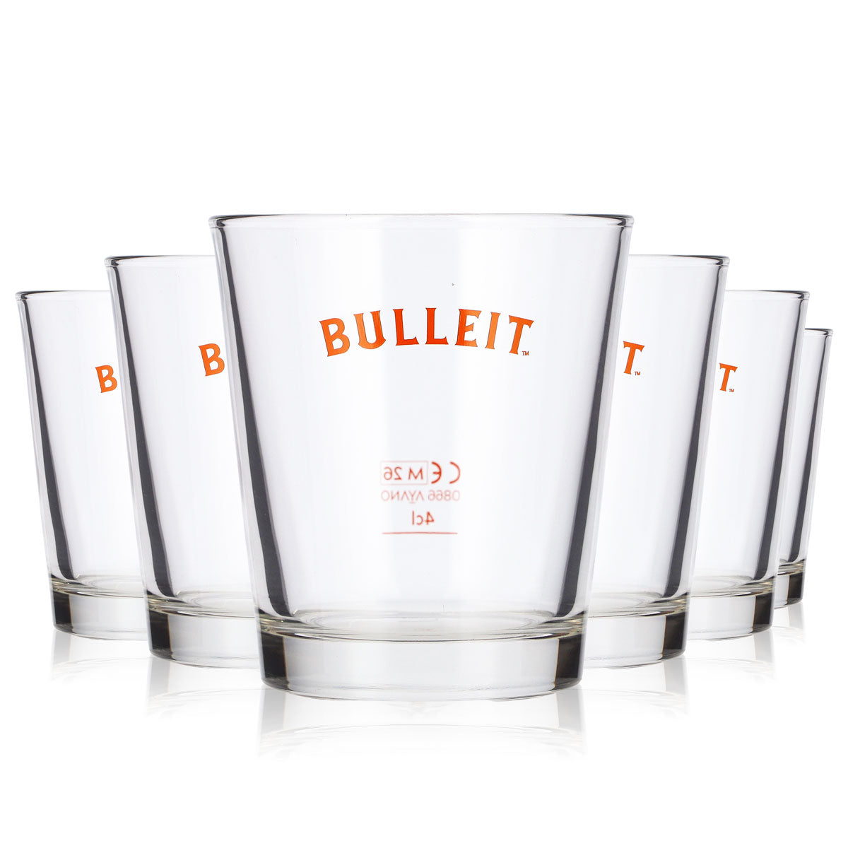 Lot de 6 verres à whisky Bulleit Frontier, verres tumbler de 4 cl, logo orange