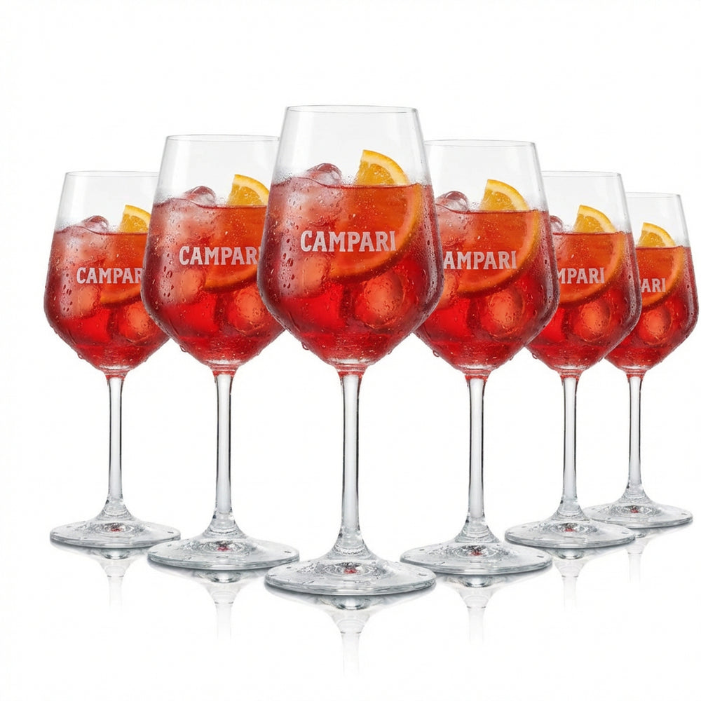 6 verres à pied Campari 0,48 l édition Amalfi pour apéritifs, cocktails et long drinks