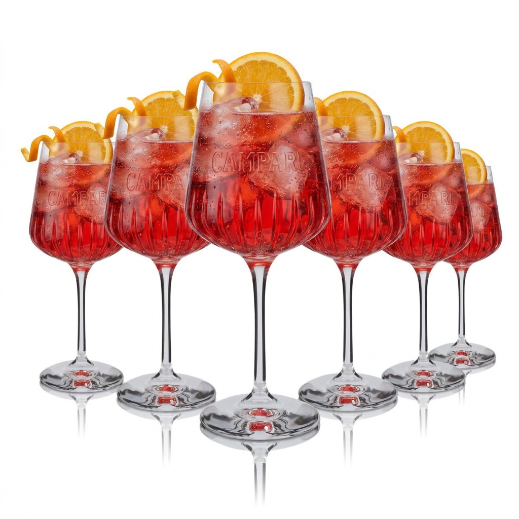 6 verres Campari 0,49 l Milano Signature Relief, ensemble Spritz Bespoke Apéritif