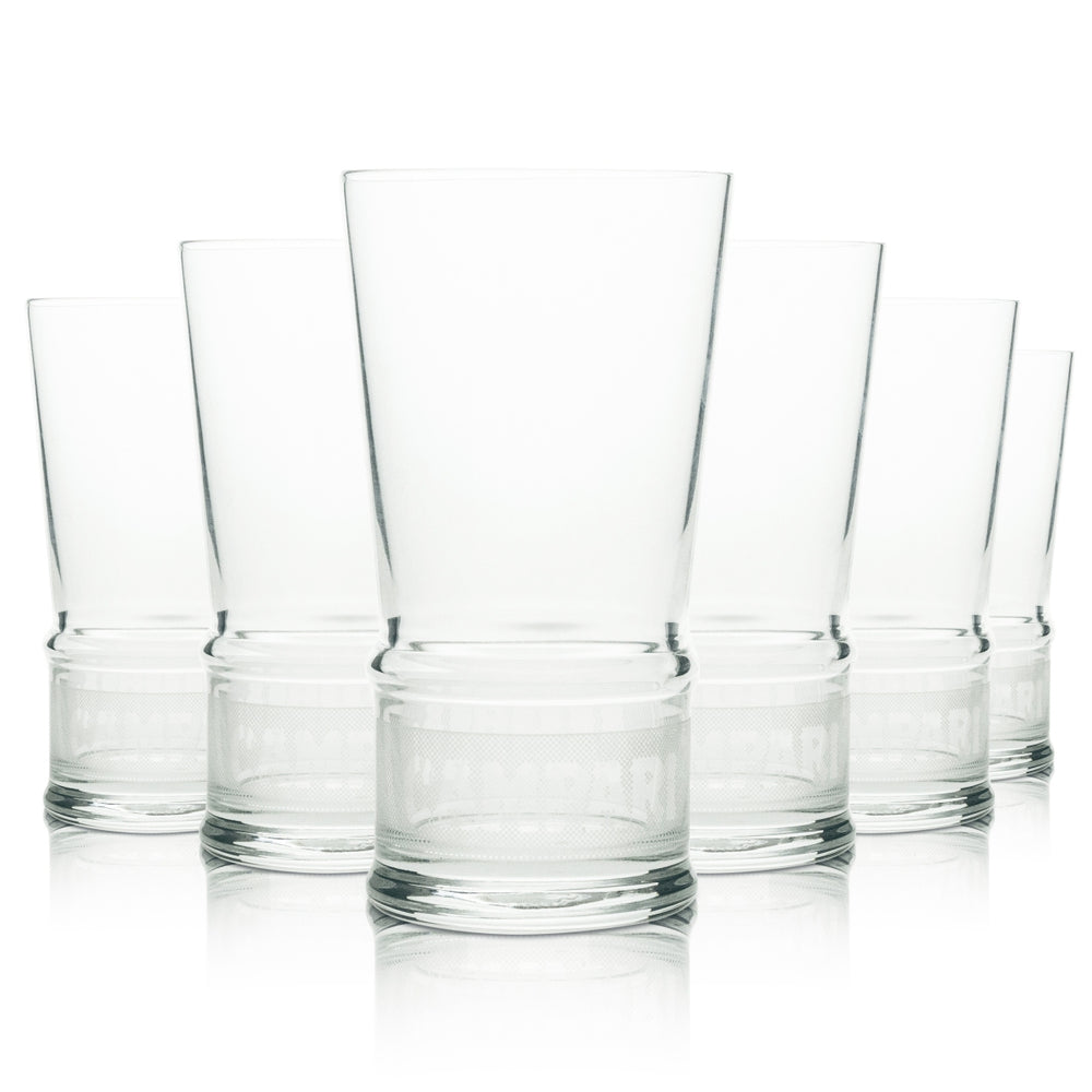 6 verres à liqueur Campari Longdrink, forme en V, logo en bas