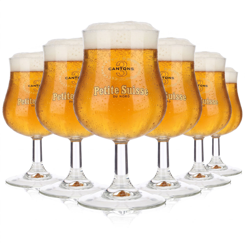 6 verres à bière Canton 3 « Petite Suisse » 0,37 l, forme tulipe « Kelch Du Nord », couleur jaune (lot de 6)