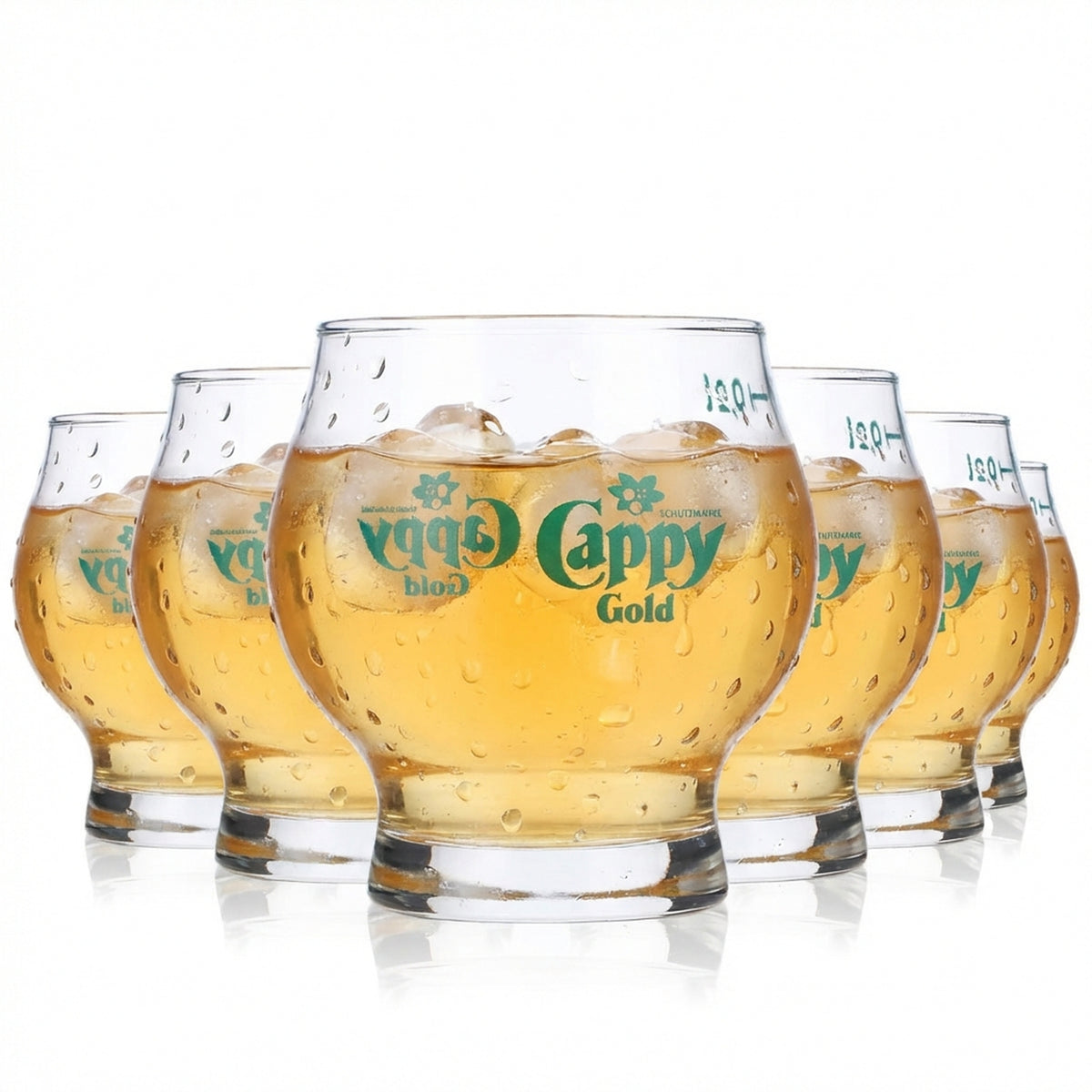 6x Cappy Verres à jus Verres à jus Verres à fruits 0,2 l Gobelets ronds à ventre bombé
