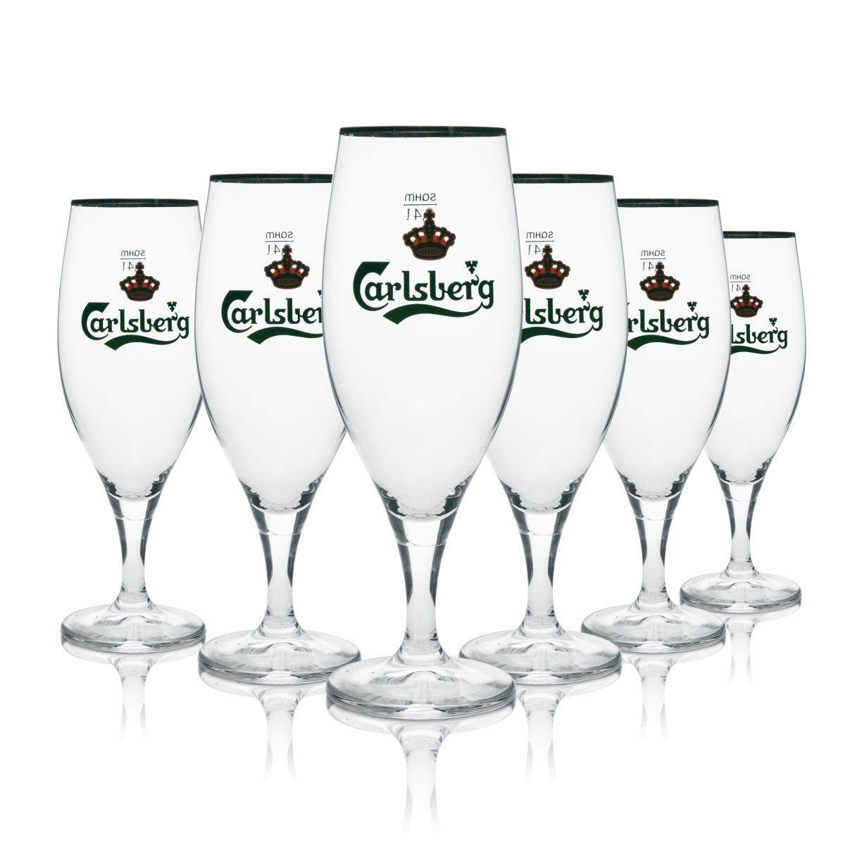 6 verres à bière Carlsberg 0,4 l avec bord doré Sahm