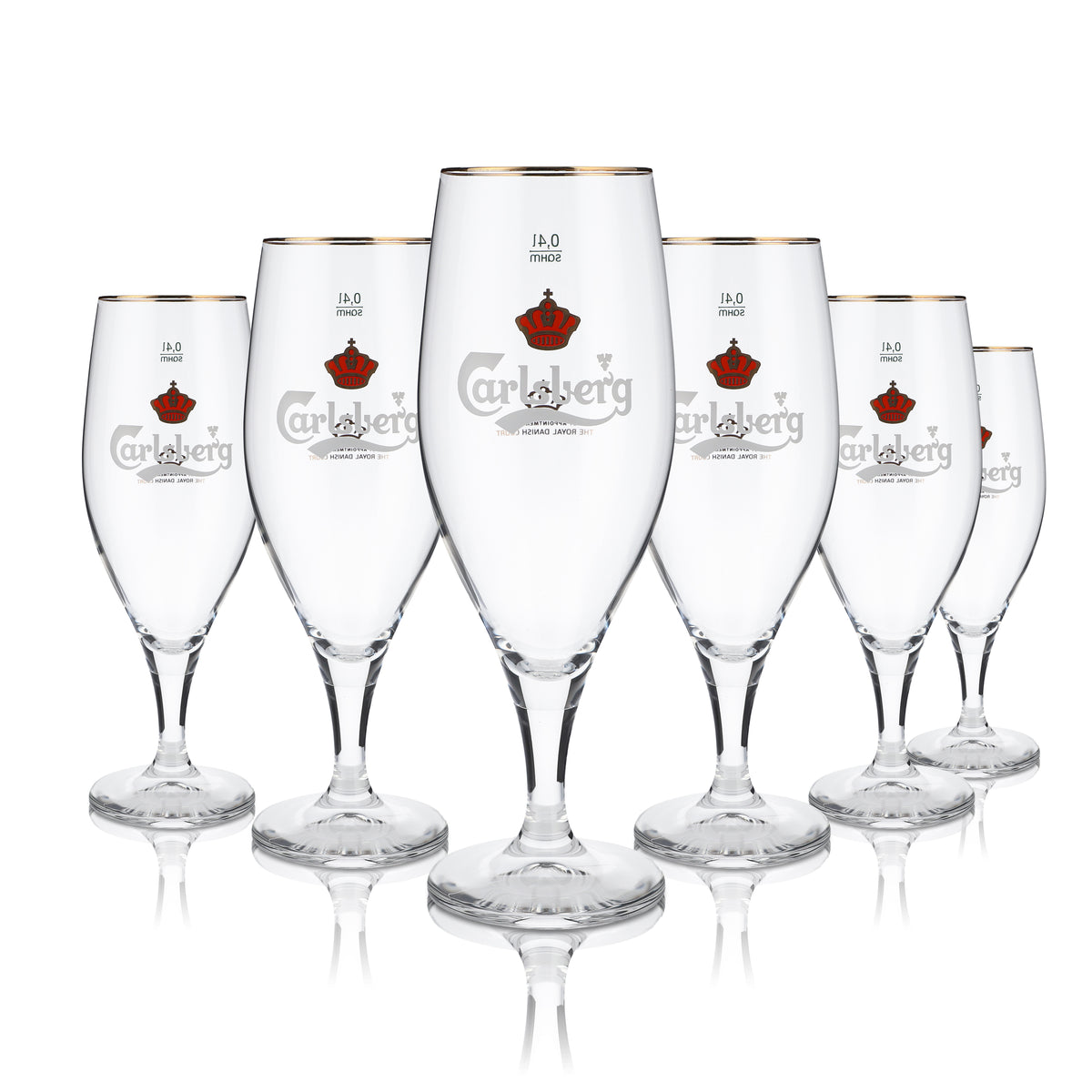 6x verre Carlsberg 0,4l coupe de bière bord doré tulipe champignon ensemble de verres brasserie Danemark – Vue 4