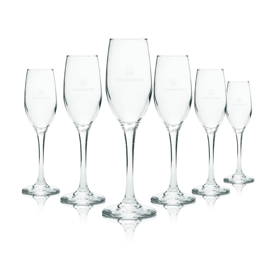 6x verres à champagne Chambord 0,1 l, flûtes à champagne, verres à pied, Secco, mousseux, gastronomie, apéritif