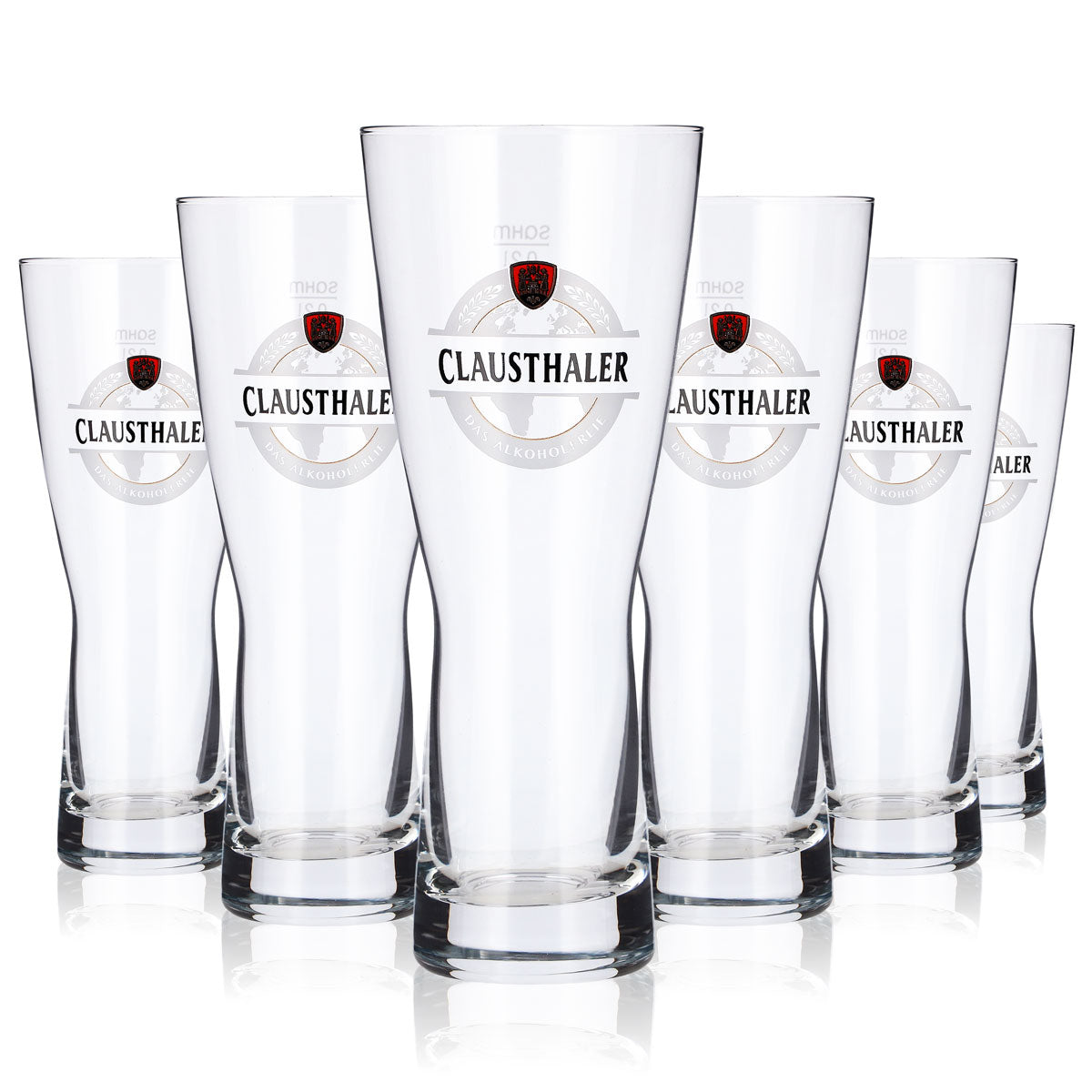 Lot de 6 verres à bière Clausthaler de 0,2 l, en forme de coupe, avec logo rouge « Sahm »