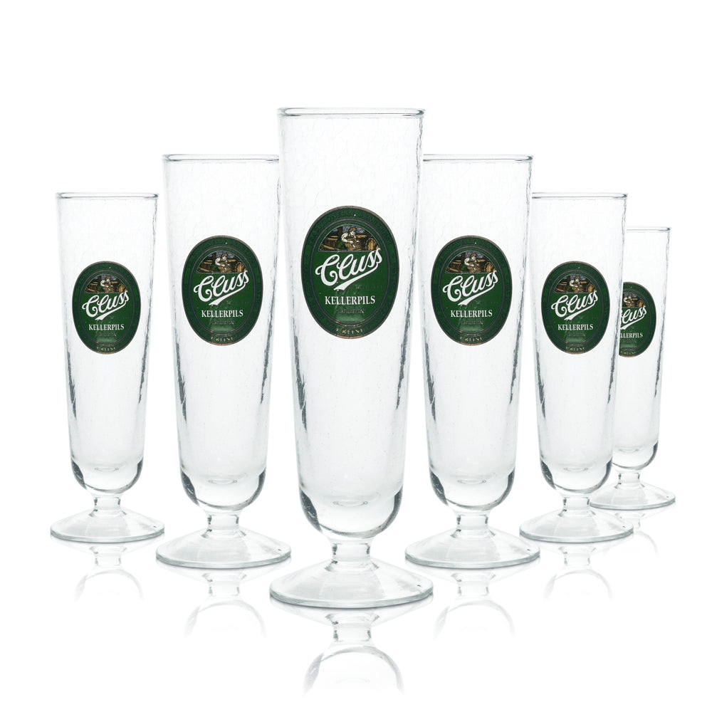 6 verres à bière Cluss 0,3 l, verres à glace, verres à pils, verres tulipe, verre dépoli, brasserie