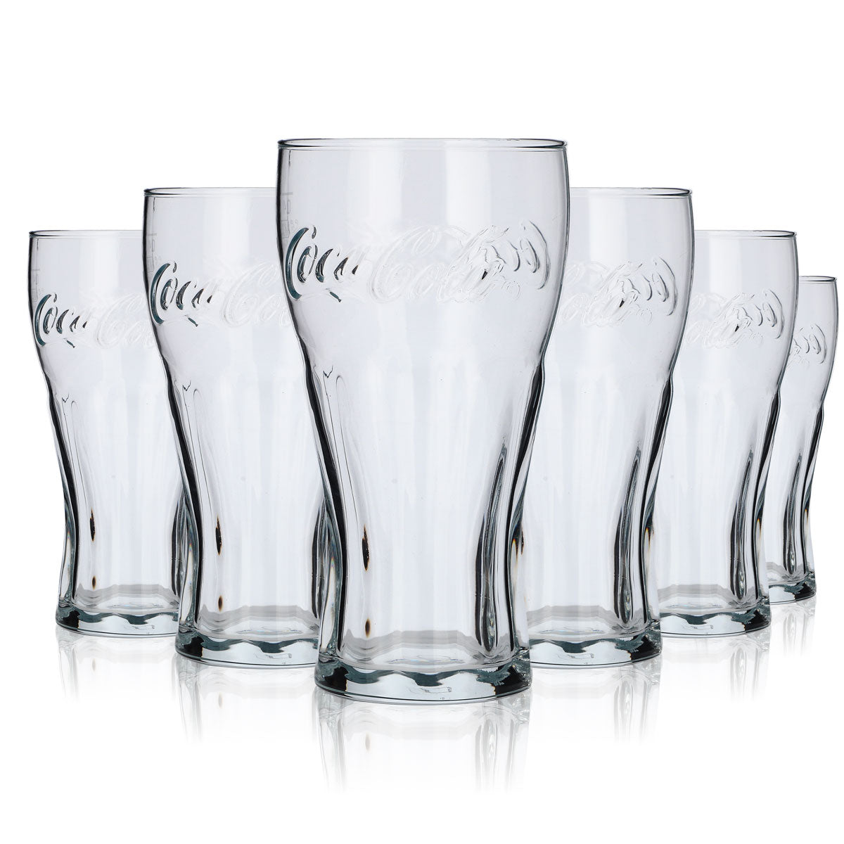 6 verres Coca Cola 0,4 l pour boissons gazeuses, ensemble de verres à limonade avec inscription en relief iconique – Vue 3