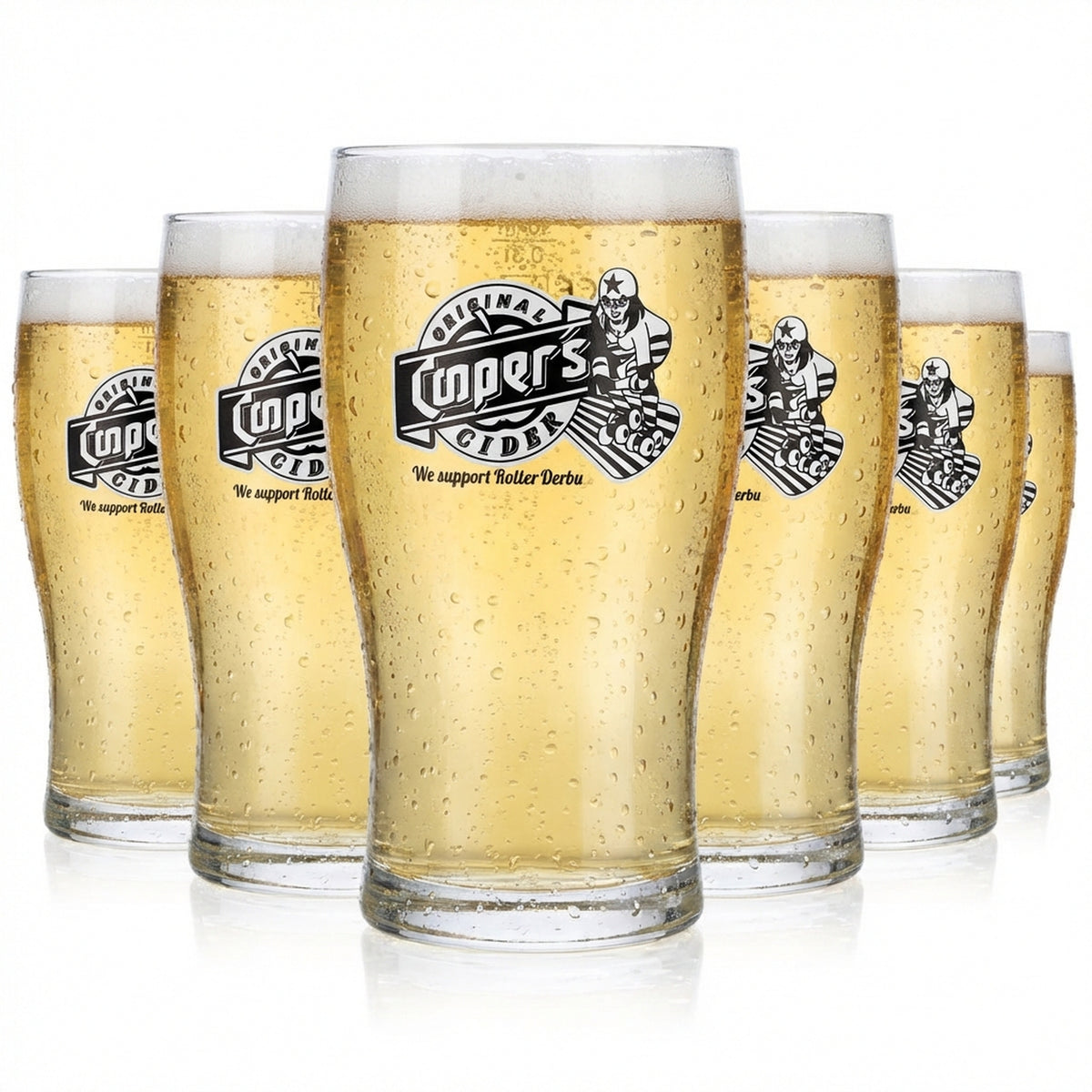 6 verres à cidre Coopers 0,3 l Verre à cidre « We support Roller Derby » Tulip