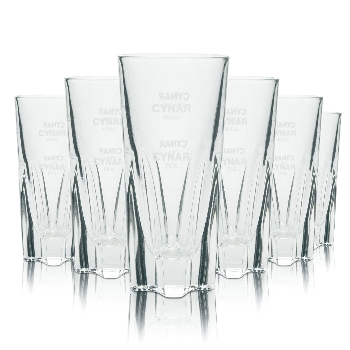 6 verres Cynar Amaro 100 ml On Ice Verres purs Glaçons Long drink Relief Impression