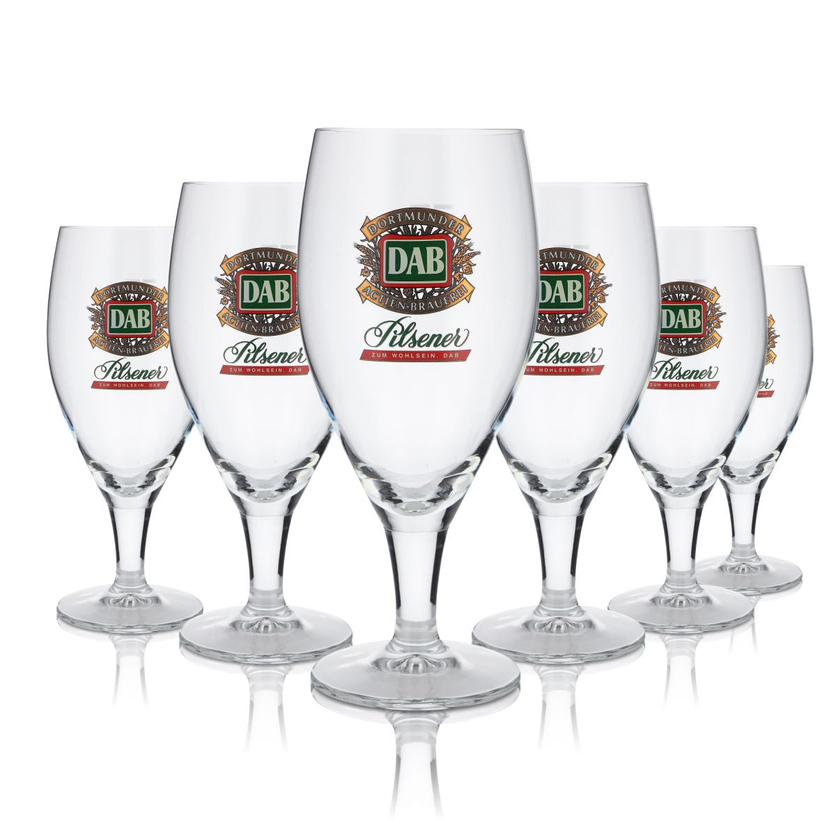 6 verres DAB 0,3 l, forme tulipe, verre à bière Pils, verres à pied Dortmunder Aktien Brauerei