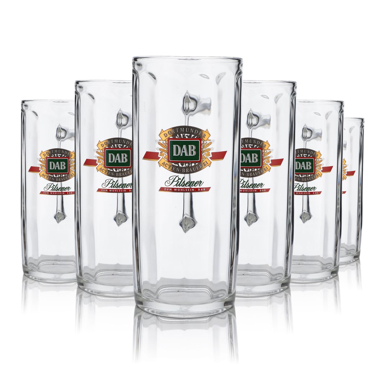 6x verre DAB 0,5 l chope à bière Humpen Seidel Dortmunder Aktien Brauerei, lot de verres