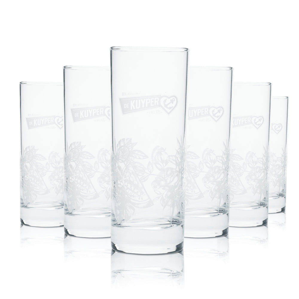 6x Verre à long drink De Kuyper 0,3 l Gobelet Verres imprimés design Liqueur Pays-Bas Bar