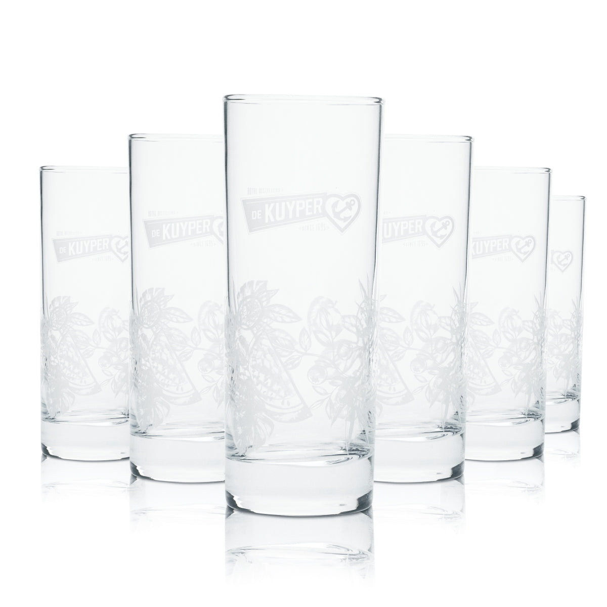 6x Verre à long drink De Kuyper 0,3 l Gobelet Verres imprimés design Liqueur Pays-Bas Bar