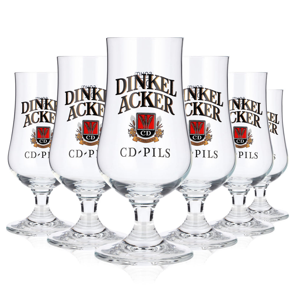6 verres à bière « Dinkel Acker » de 0,2 l, modèle tulipe, CD-Pils, verre à bière de type « Sahm Pokal »