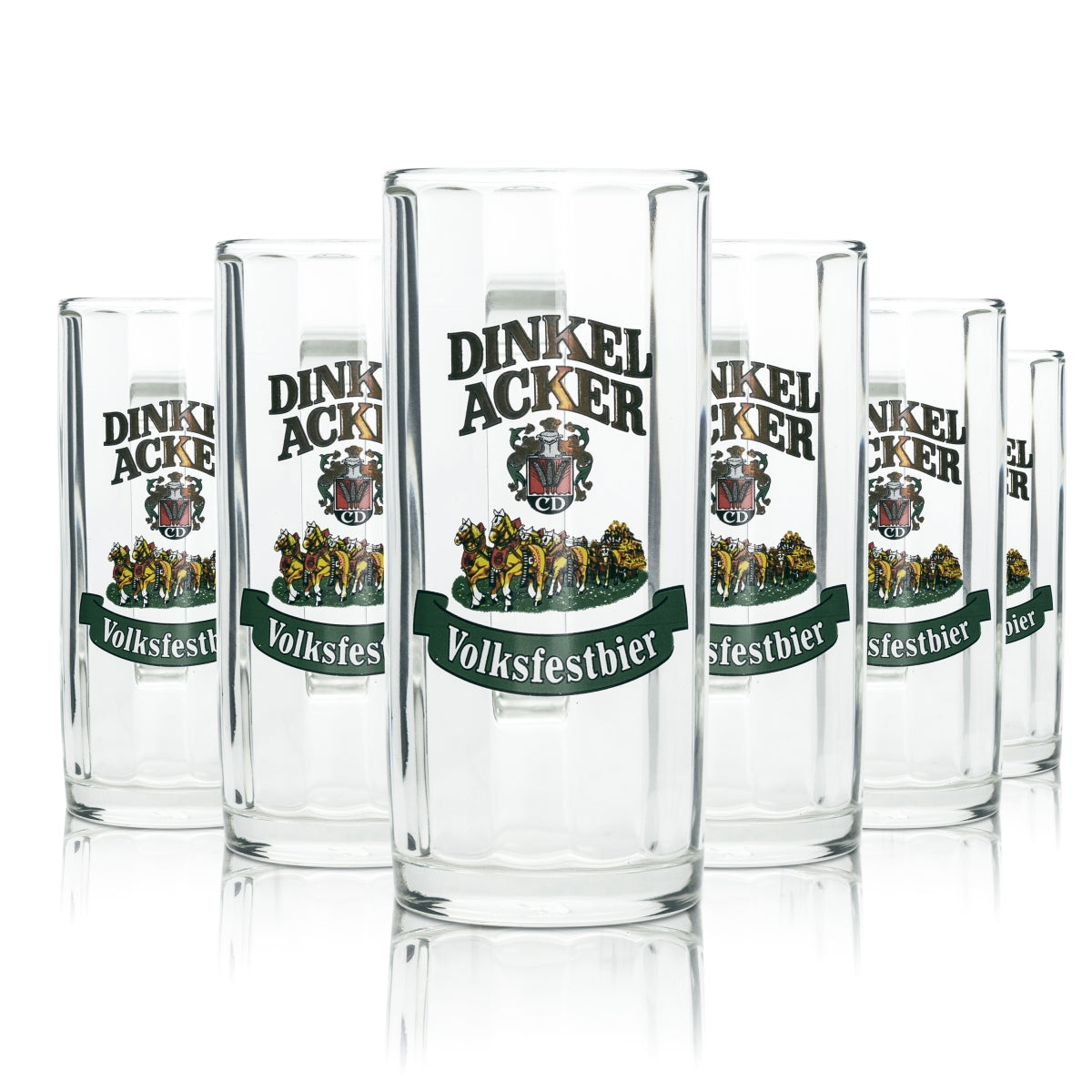 6 verres à bière Dinkelacker 0,25 l, chope de bière de fête foraine, Sahm Seidel, anses
