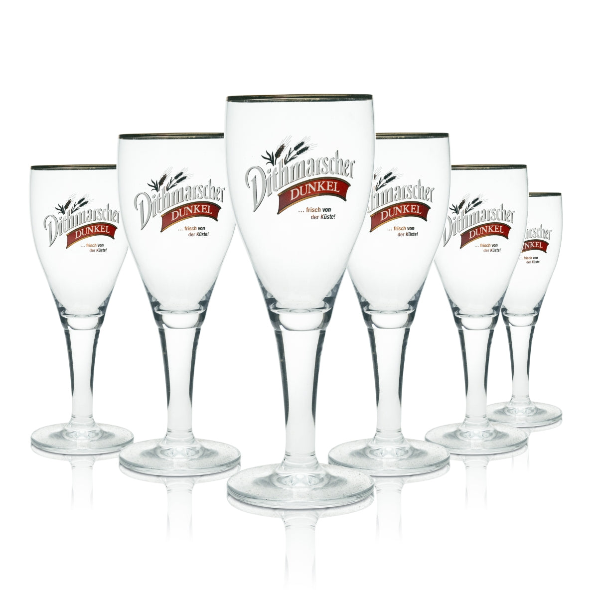 6 verres à bière Dithmarscher 0,3 l, bière brune, bord doré, Ritzenhoff