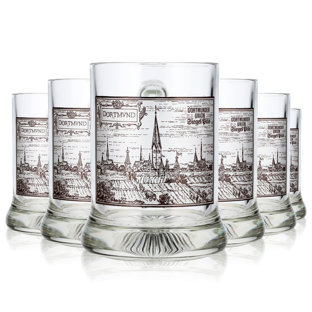 6 verres à bière « Dortmunder Union » - Chope de 0,28 l « Höhr Grenzhausen Seidel » (lot de 6)