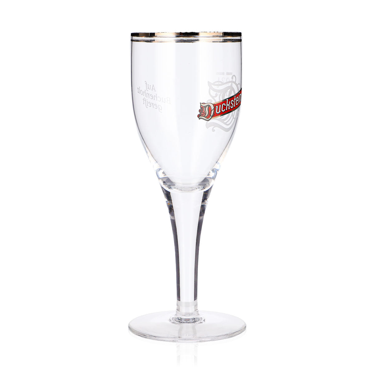 6 verres à bière Duckstein 0,2 l, forme tulipe, bord argenté, couleur crème, logo rouge (lot de 6) – Vue 3
